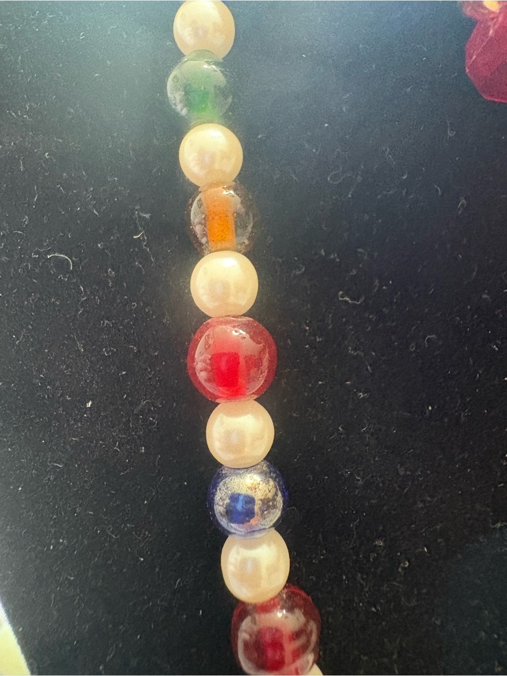 Multicolor Glass & Pearl Bead Bracelet